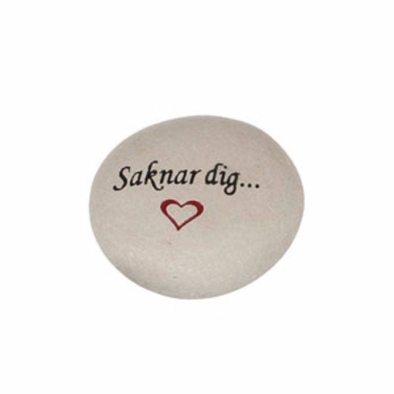 Sten med text – Saknar dig