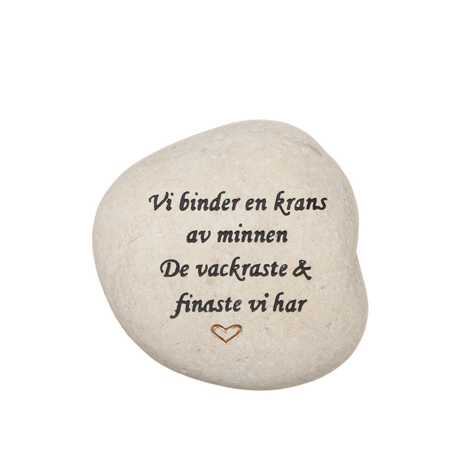 Minnessten med text - Vi binder en krans av minnen...