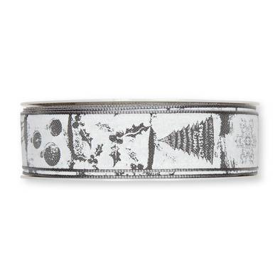 Dekorband, vit/svart, julmix, 25 mm (3 meter)