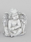 Ängel, grå, sittande. 14x13 cm