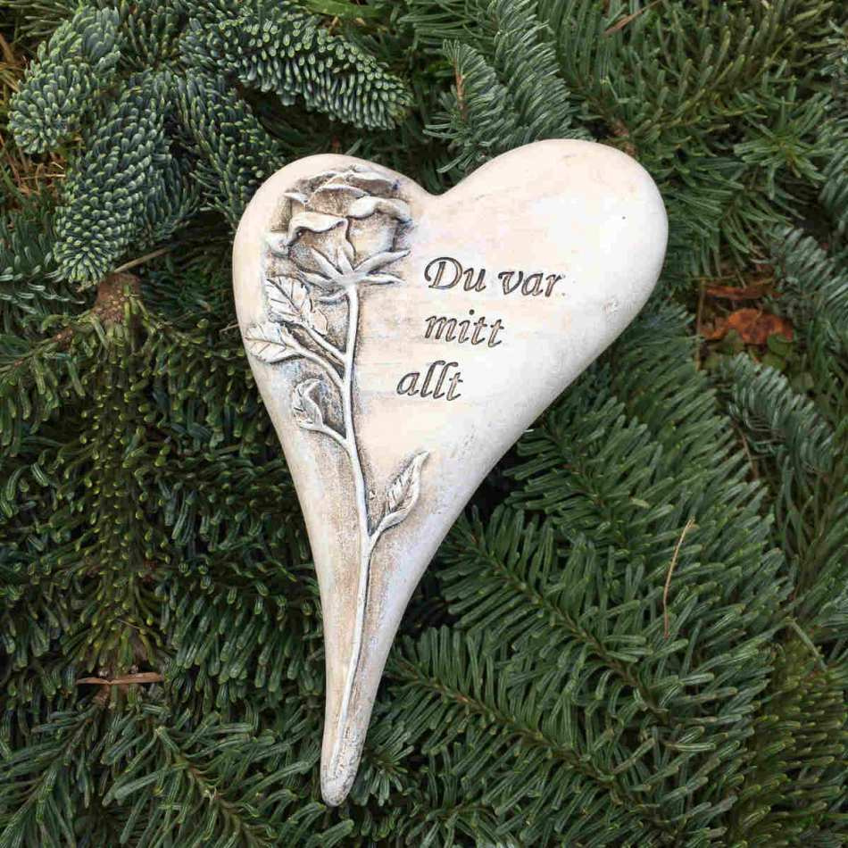 Hjärtformad dekoration med text - Du var mitt allt, 15x10.5 cm