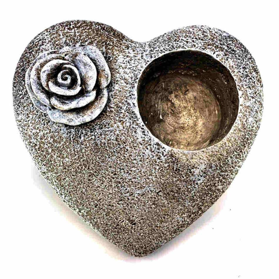 Hjärta för gravljus med ros