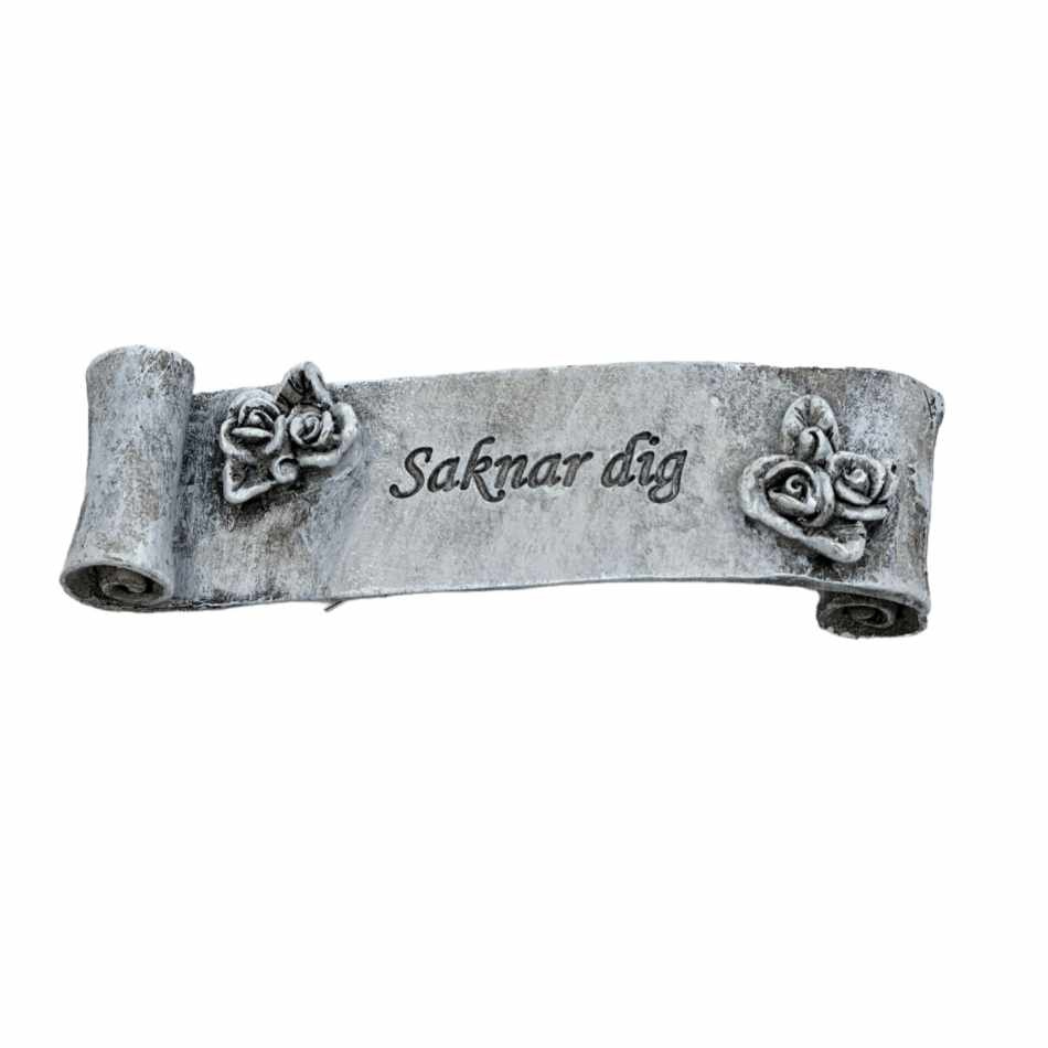 Banderoll med texten Saknar dig