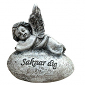 Ängel i grått på sten med texten Saknar dig, ca 9 cm Ängel i grått på sten med texten Saknar dig, ca 9 cm