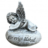 Ängel i grått på sten med texten För evigt älskad, ca 9 cm Ängel i grått på sten med texten För evigt älskad, ca 9 cm