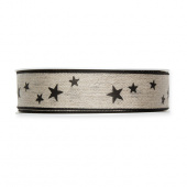 Dekorband naturfärgat med svarta stjärnor 25mm (2,5m) Dekorband naturfärgat med svarta stjärnor 25mm (2,5m)