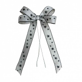 Rosett av linne med Svarta stjärnor , ca 15cm Rosett av linne med Svarta stjärnor , ca 15cm