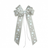 Rosett av linne med Vita stjärnor ca 15cm Rosett av linne med Vita stjärnor ca 15cm