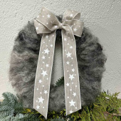 Rosett av linne med Vita stjärnor ca 15cm Rosett av linne med Vita stjärnor ca 15cm