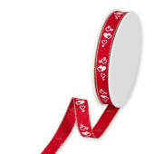 Rött band med hjärtan, 15mm (3m) Rött band med hjärtan, 15mm (3m)