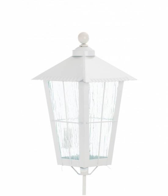 Gravlykta med kula. 30 cm. Vit Råglas