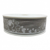 Beige band med hjärtan, 25mm, (15m) Beige band med hjärtan, 25mm, (15m)