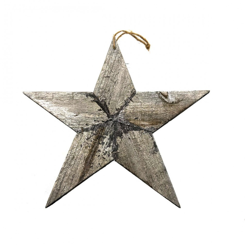 Trästjärna, grå, 25cm.