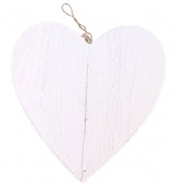 Hjärta i trä, vit, 25 cm