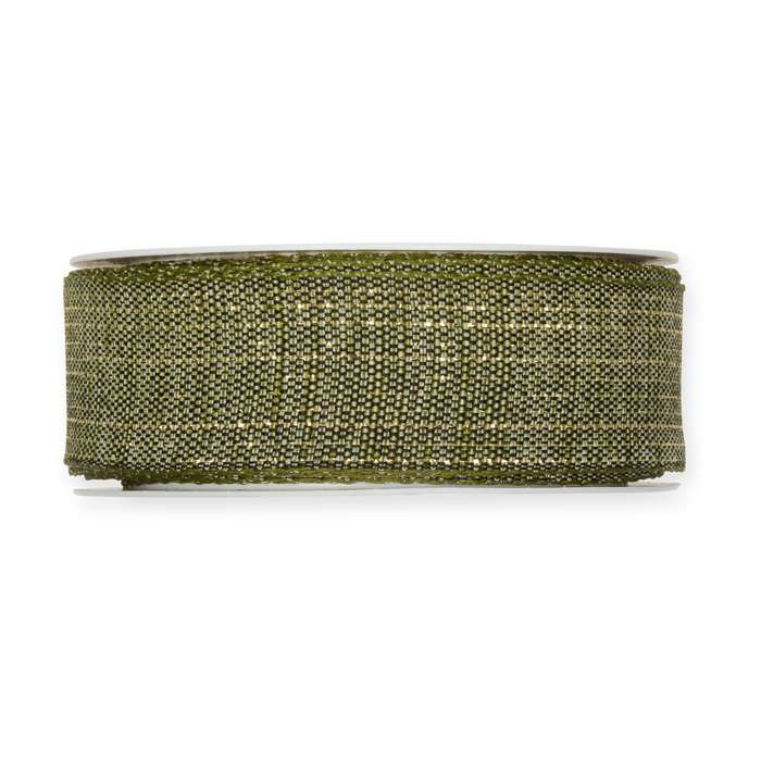 Dekorband Olivgrön/Guld 25 mm (6 meter)