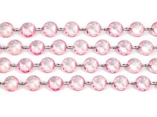 Girlang med ljusrosa kristaller, 1 m