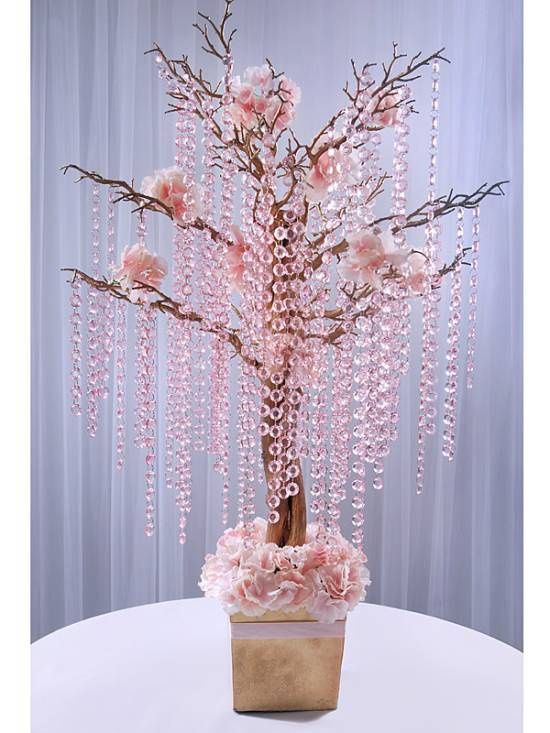 1 m lång girlang med rosa prismor 18 mm/st