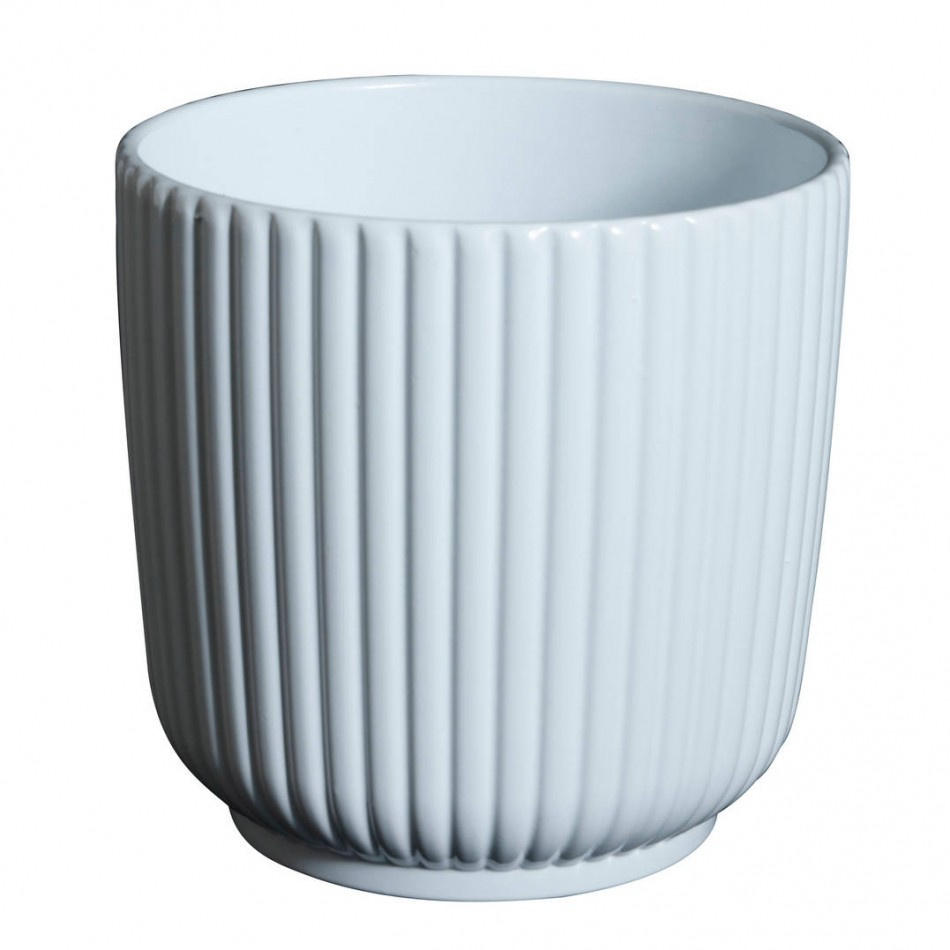 Kruka Randig, Vit 13,8 cm