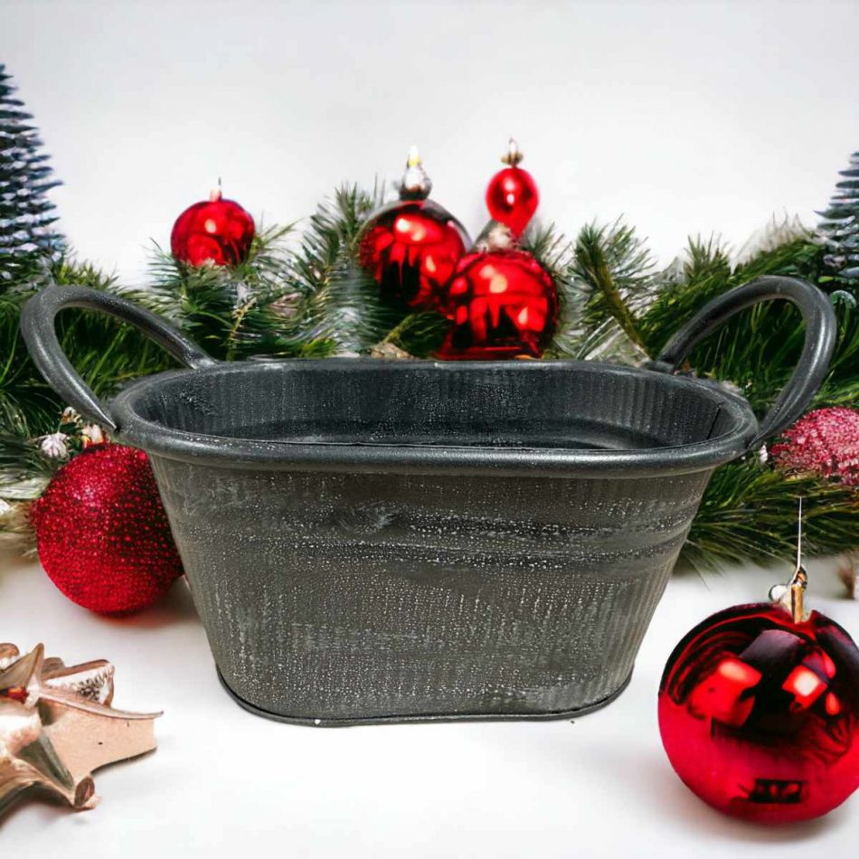 Kruka av plåt Mörkgrå 22 cm