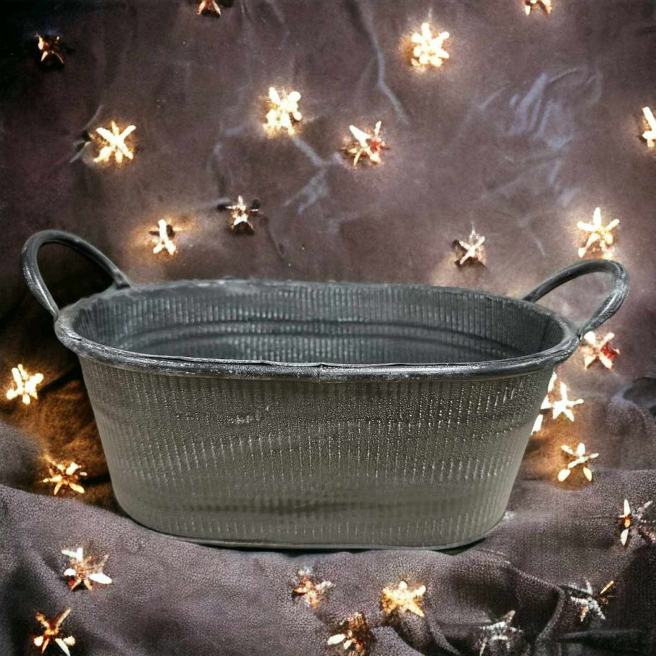 Kruka av plåt Mörkgrå, 32 cm