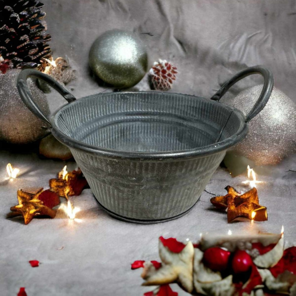 Kruka av plåt Mörkgrå, 21 cm