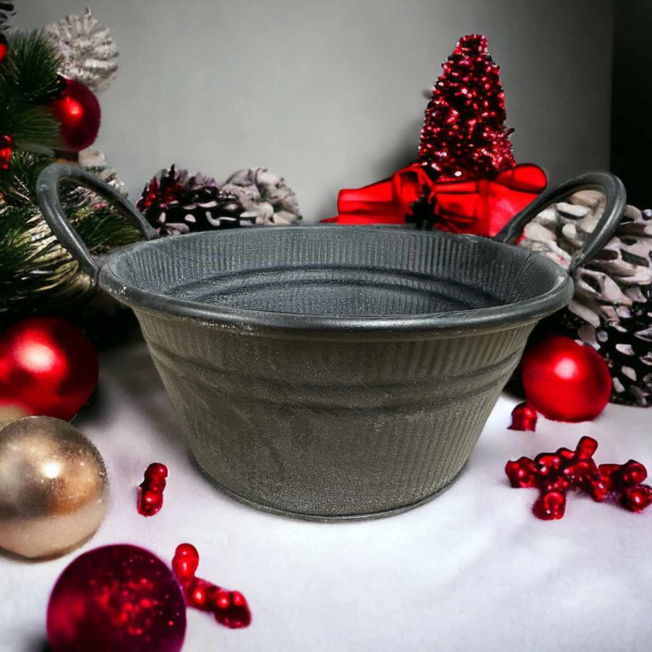 Kruka av plåt Mörkgrå, 23 cm