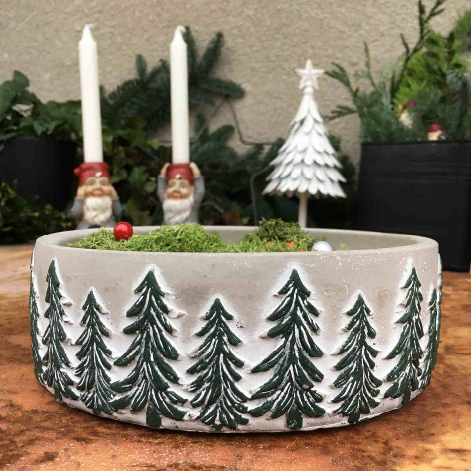 Blomkruka  med granar 18x6 cm