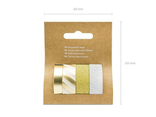 Tejp / Washitejp, mixat guld och silver . 4 x 10 meter