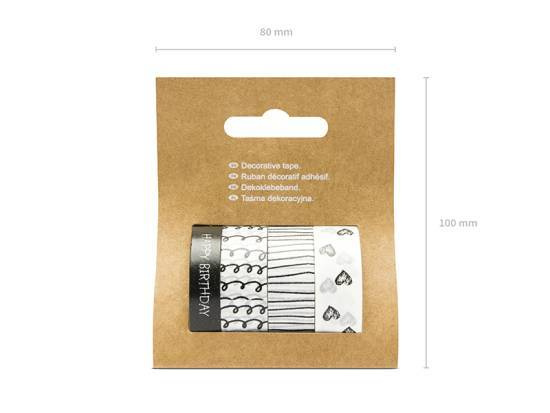 Tejp / Washitejp, Svart & Vit, mix. 4 x 10 meter