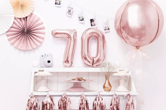 Sifferballong, nr 7. Roseguld. 35 cm.