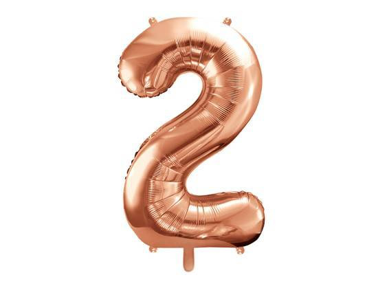 Nummerballong, siffran 2, Roséguld, 85 cm