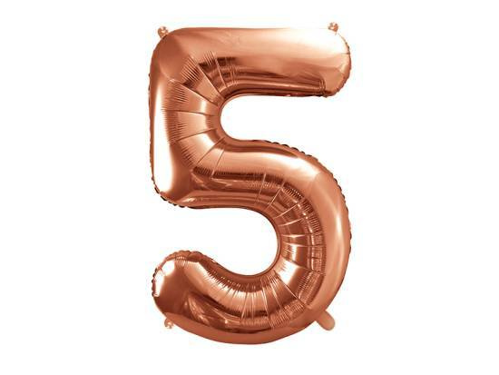 Nummerballong, siffran 5, Roséguld, 85 cm