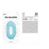 Nummerballong, siffran 0, Ljusblå, 86 cm.