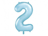 Nummerballong, siffran 2, Ljusblå, 86 cm.