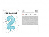 Nummerballong, siffran 2, Ljusblå, 86 cm.