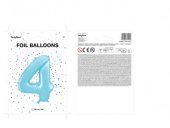 Nummerballong, siffran 4, Ljusblå, 86 cm.