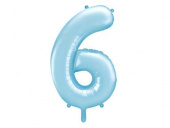 Nummerballong, siffran 6, Ljusblå, 86 cm.