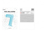 Nummerballong, siffran 7, Ljusblå, 86 cm.