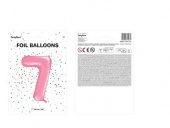 Nummerballong, siffran 7, Rosa, 86 cm.