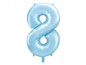 Nummerballong, siffran 8, Ljusblå, 86 cm.