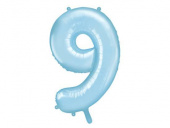 Nummerballong, siffran 9, Ljusblå, 86 cm.