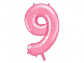 Nummerballong, siffran 9, Rosa, 86 cm.