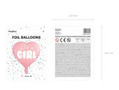 Hjärtformad folieballong - It's a girl, 45cm, Ljusrosa