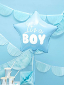 Stjärnformad folieballong - It's a boy, 48cm, Ljusblå