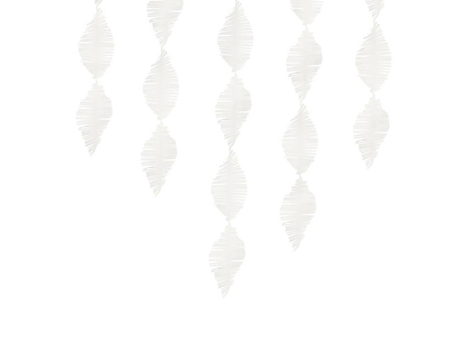 Girlang av crepe, Vit. Mixade längder.