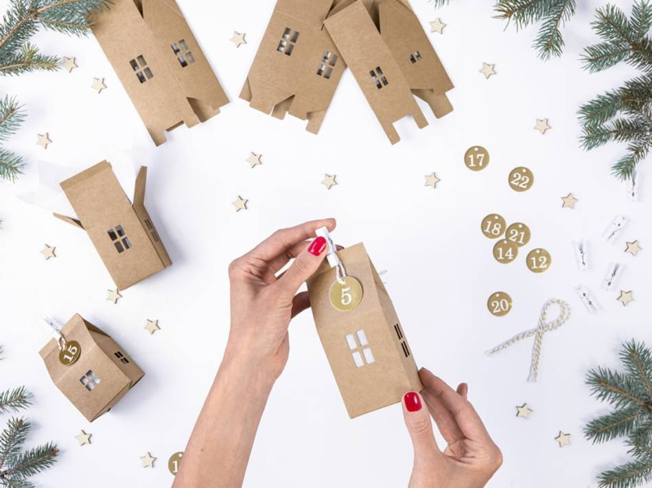 Advent kalender av hus, mixade storlekar