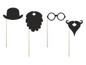 Rolig detalj för t.ex fotografering Skägg, hatt, glasögon på pinne