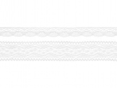 Spetsband, vit. 2 olika sorter. 2 x 1.5 meter