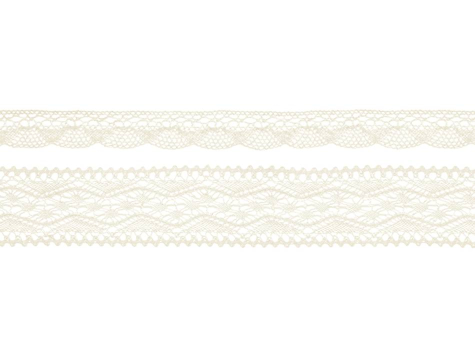 Spetsband, Creme. 2 olika sorter. 2 x 1.5 meter