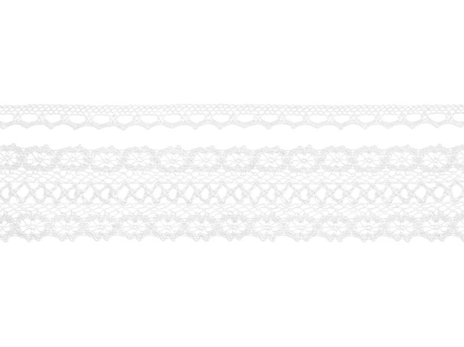 Spetsband, vit. 2 olika sorter. 2 x 1.5 meter